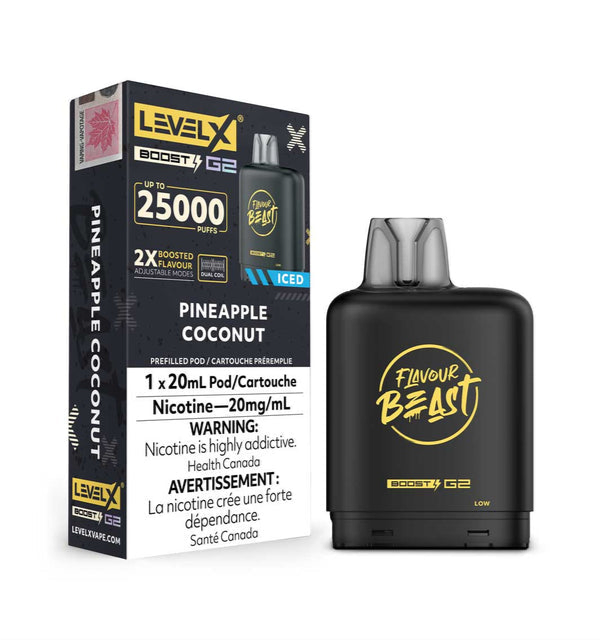 Flavour Beast Level X Boost G2 Pineapple Coconut Iced 25k Puffs Pod (Provincial)