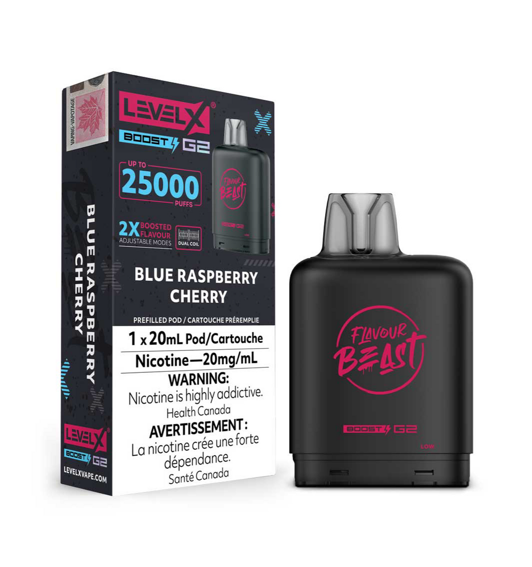 Flavour Beast Level X Boost G2 Blue Raspberry Cherry 25k Puffs Pod (Provincial)