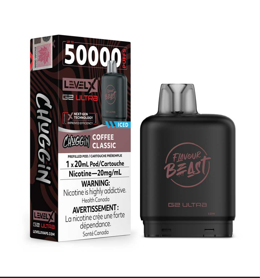 Flavour Beast Level X G2 Ultra Boost Coffee Classic Iced 50k Puffs Pod (Provincial)