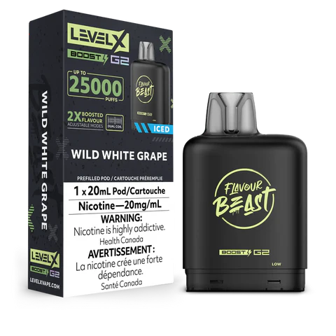 Flavour Beast Level X G2 Boost Wild White Grape Iced 25k Puffs Pod provincial