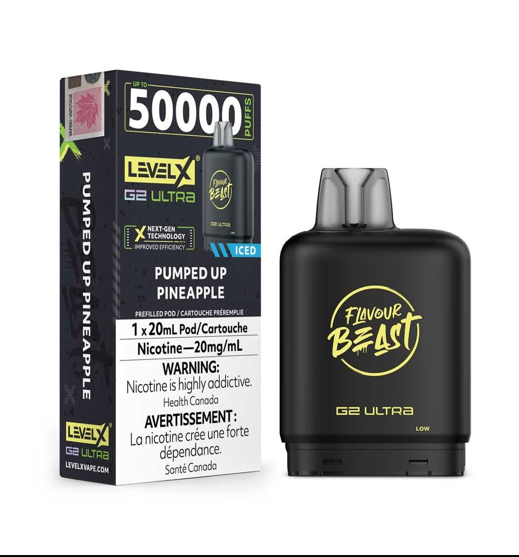 Flavour Beast Level X G2 Ultra Pumped Up Pineapple Iced 50k Puffs Pod (Provincial)