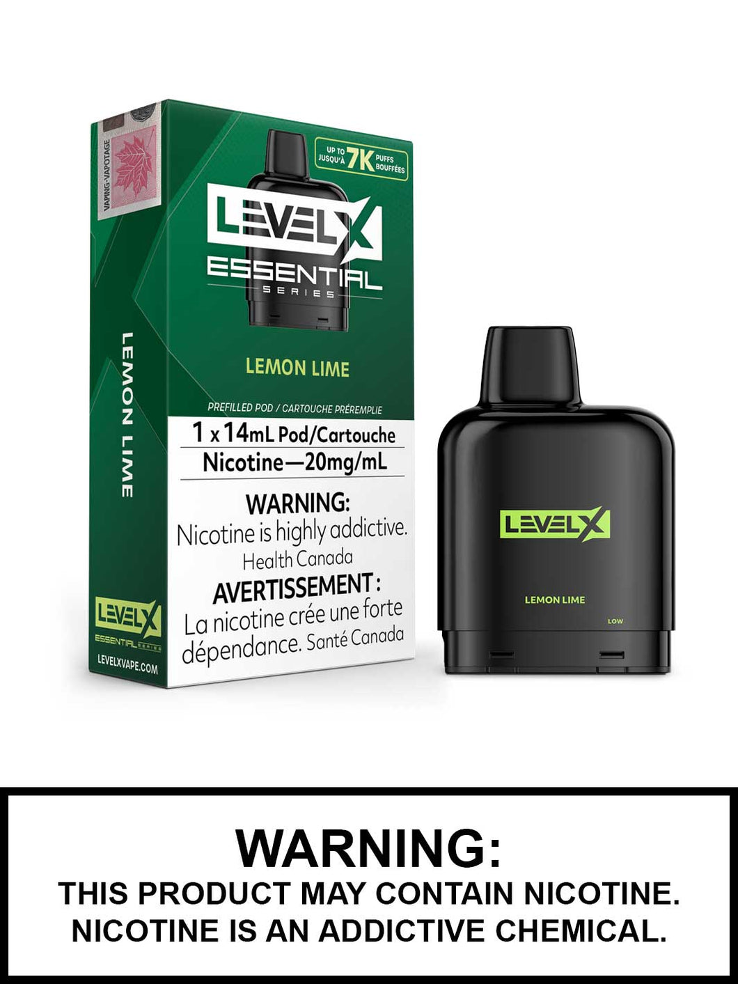 Level x pod essential series lemon lime 7k puffs 20mg