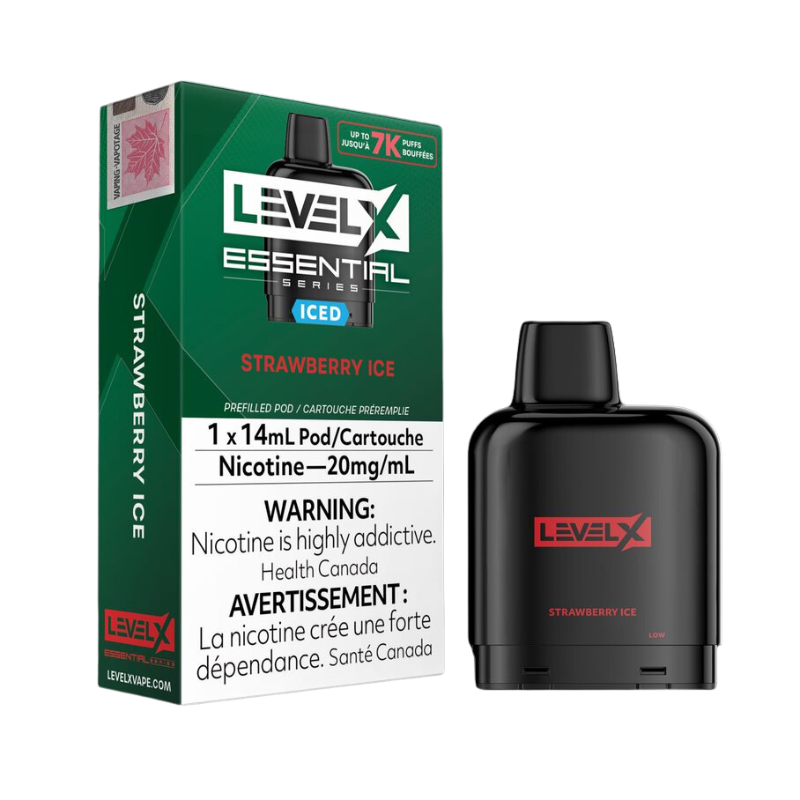 Level x pod essential series strawberry ice 7k puffs 20mg