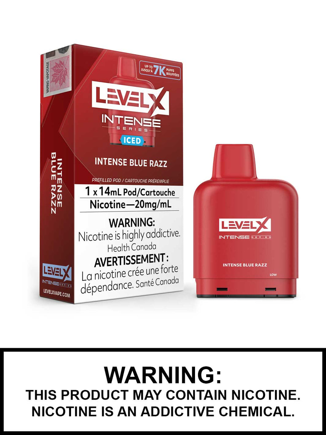 Level x pod intense series blue razz 7k puffs 20mg