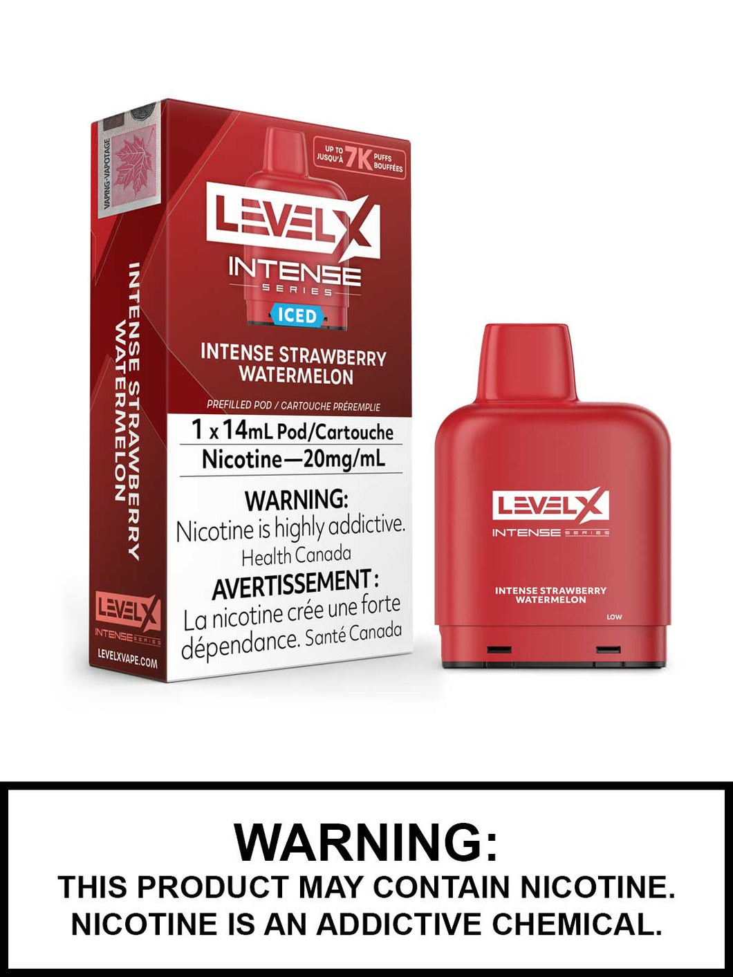 Level x pod intense series strawberry watermelon 7k puffs 20mg