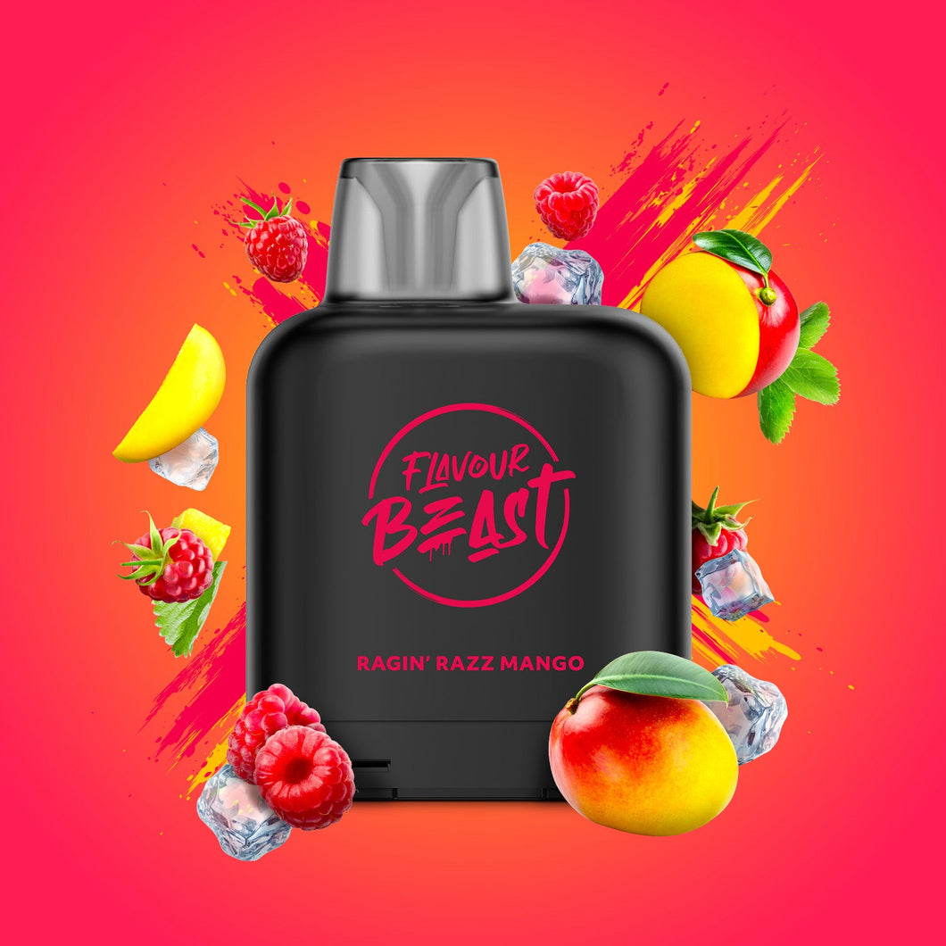 Flavour beast level x boost ragin’ razz mango iced 15k puffs pod