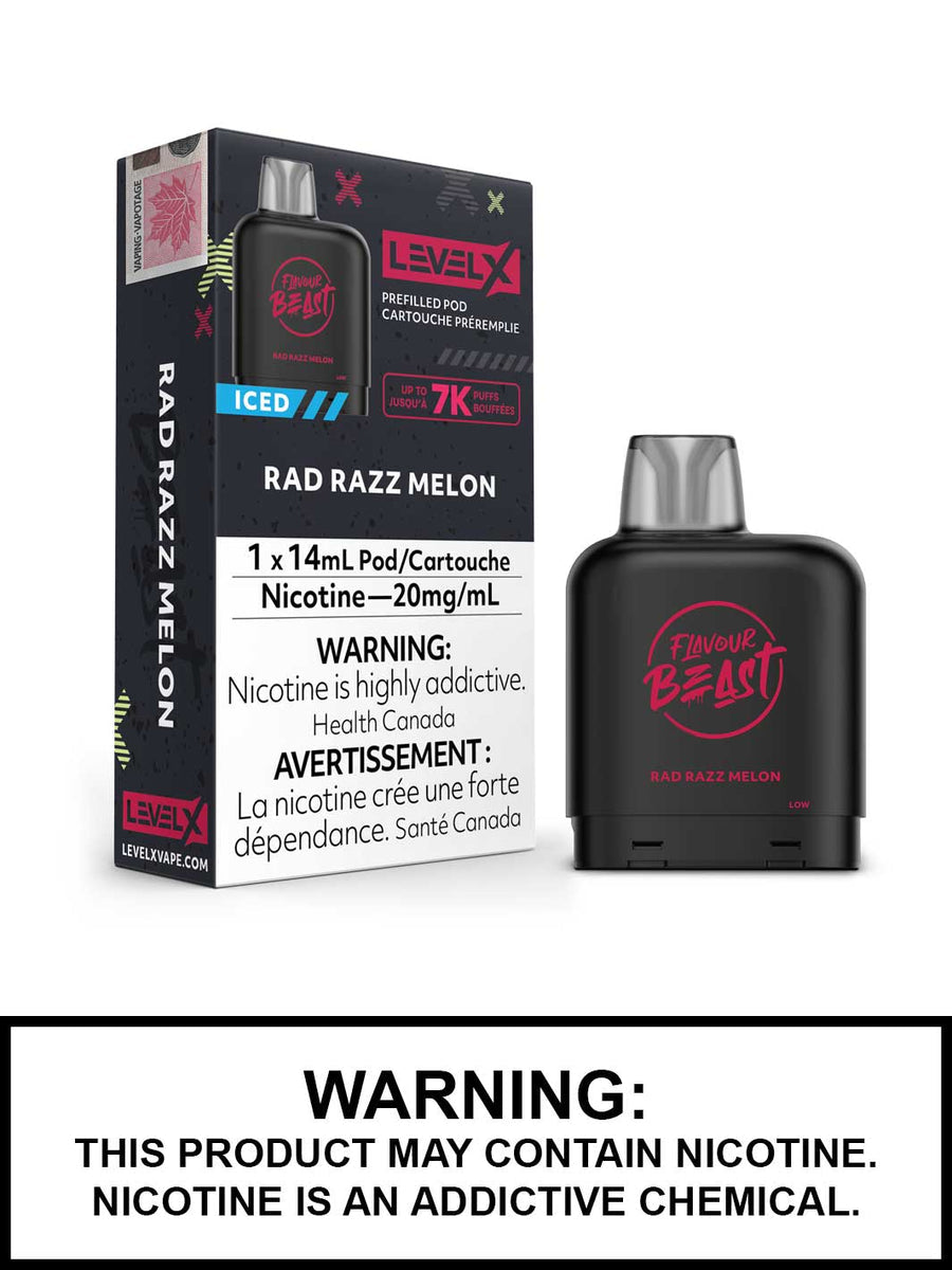 Flavour beast level x rad razz melon iced 7000 puffs pod