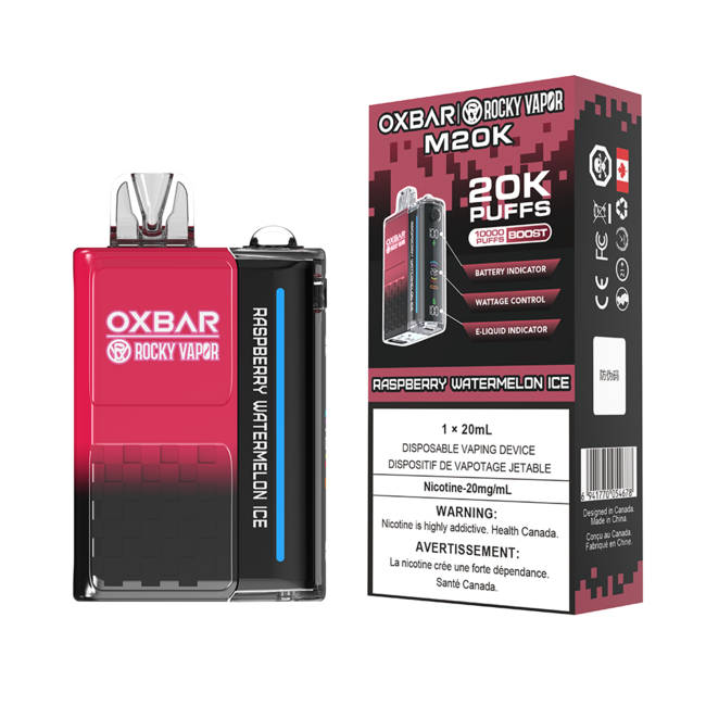 Oxbar m20k raspberry watermelon ice 20mg/ml disposable