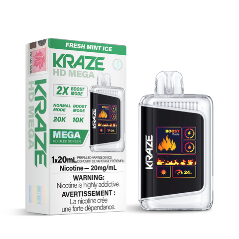 Kraze HD 20k puffs fresh mint ice 20mg disposable