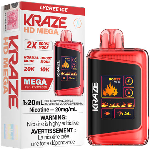 Kraze HD 20k puffs lychee ice 20mg disposable