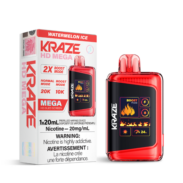 Kraze HD 20k puffs watermelon ice 20mg disposable