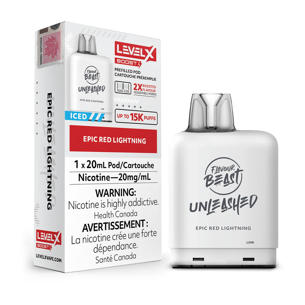 Beast level x unleashed 15k puffs red lightning boosted pod