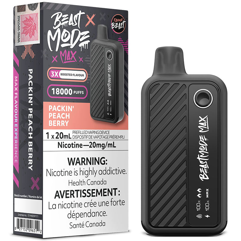 Flavour beast mode max packin’ peach berry 18k puffs disposable