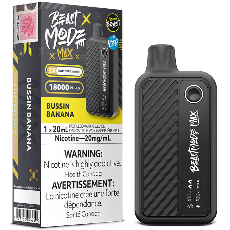 Flavour beast mode max bussin banana iced 18k puffs disposable