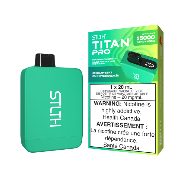 Stlth titan pro 15k puffs Green Apple Ice 20mg disposable (provincial)