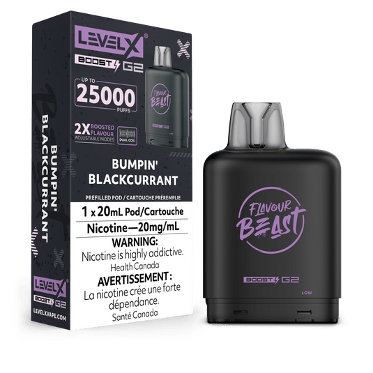 Flavour Beast Level X G2  Boost Bumpin’ Blackcurrant 25k Puffs Pod provincial