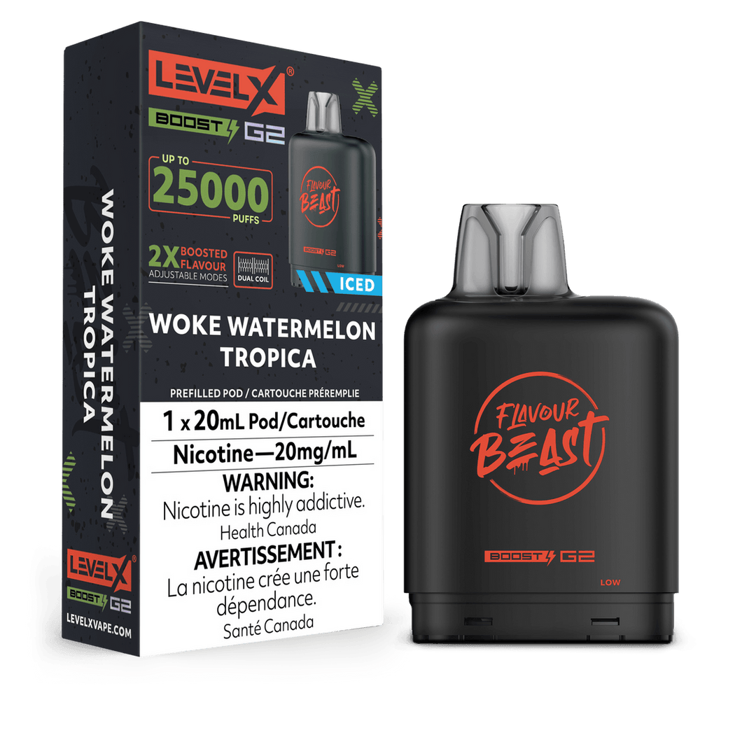 Flavour Beast Level X G2  Boost Woke Watermelon Tropica Iced 25k Puffs Pod provincial