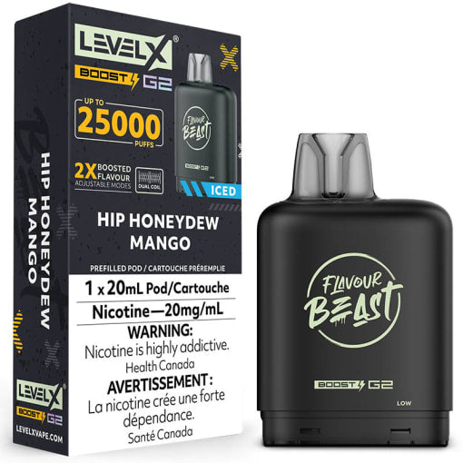 Flavour Beast Level X G2 Boost Hip Honeydew Mango Iced 25k Puffs Pod provincial