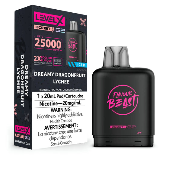 Flavour Beast Level X G2 Dreamy Dragonfruit Lychee 25k Puffs Pod provincial