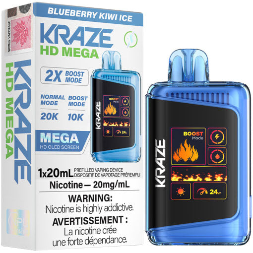 Kraze HD 20k puffs Blueberry Kiwi Ice 20mg disposable provincial