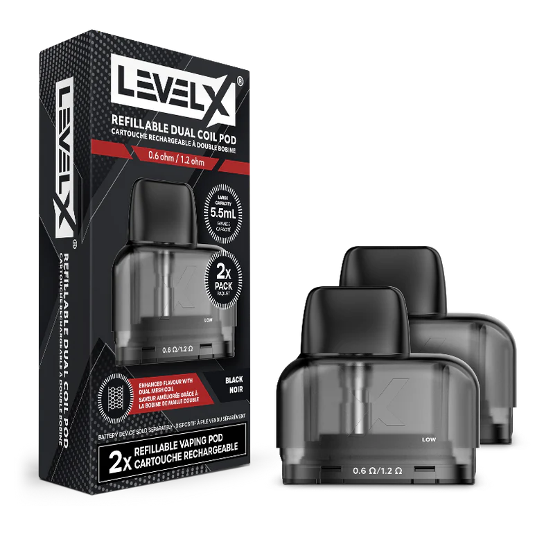 Level X Refillable Dual Coil Pods 0.6/1.2 ohm