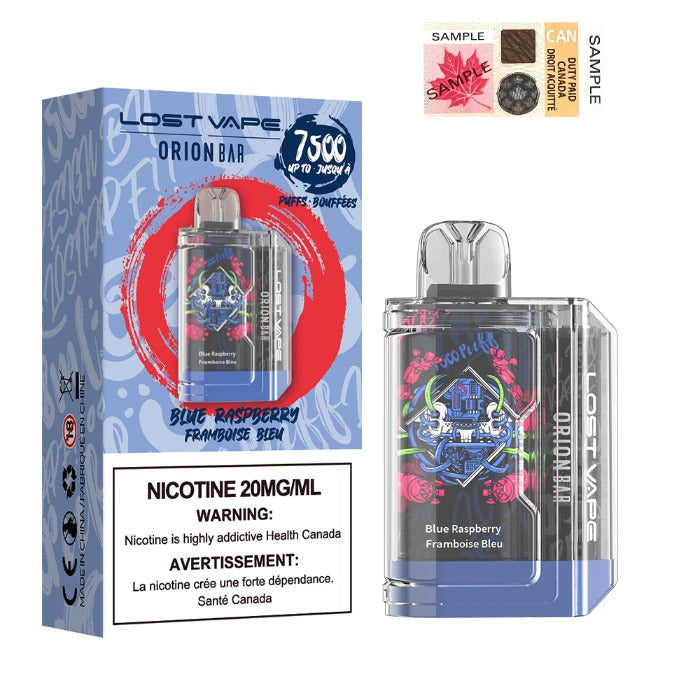 Lost vape orion bar 7500 puffs blue raspberry 20mg disposable