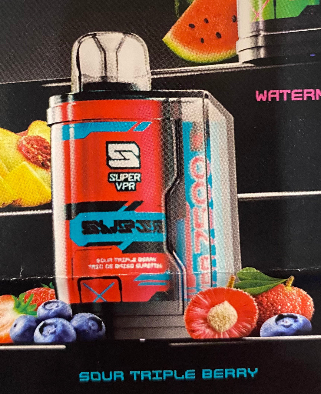 Super vpr sour triple berry 7500 puffs 20mg disposable