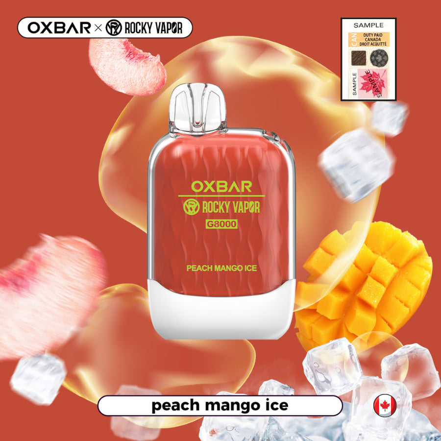 Oxbar 8000 peach mango ice 20mg disposable