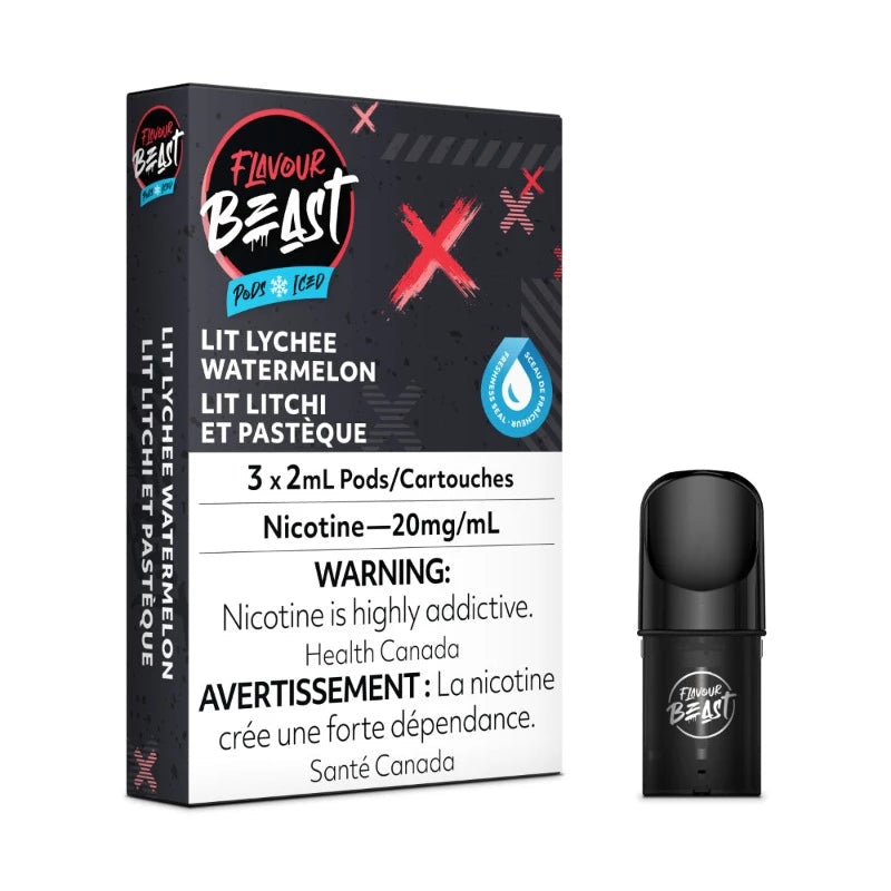 Flavour beast pods lit lychee watermelon ice