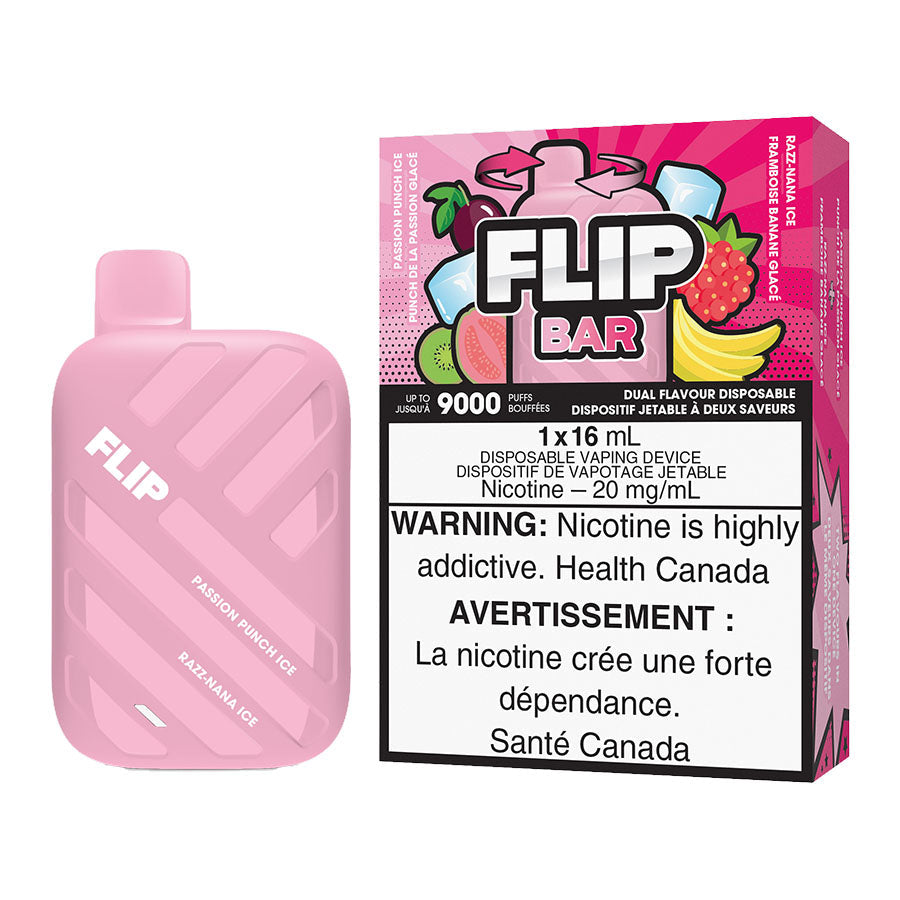 Flip bar 9000 puffs passion punch ice & razz nana ice 20mg disposable