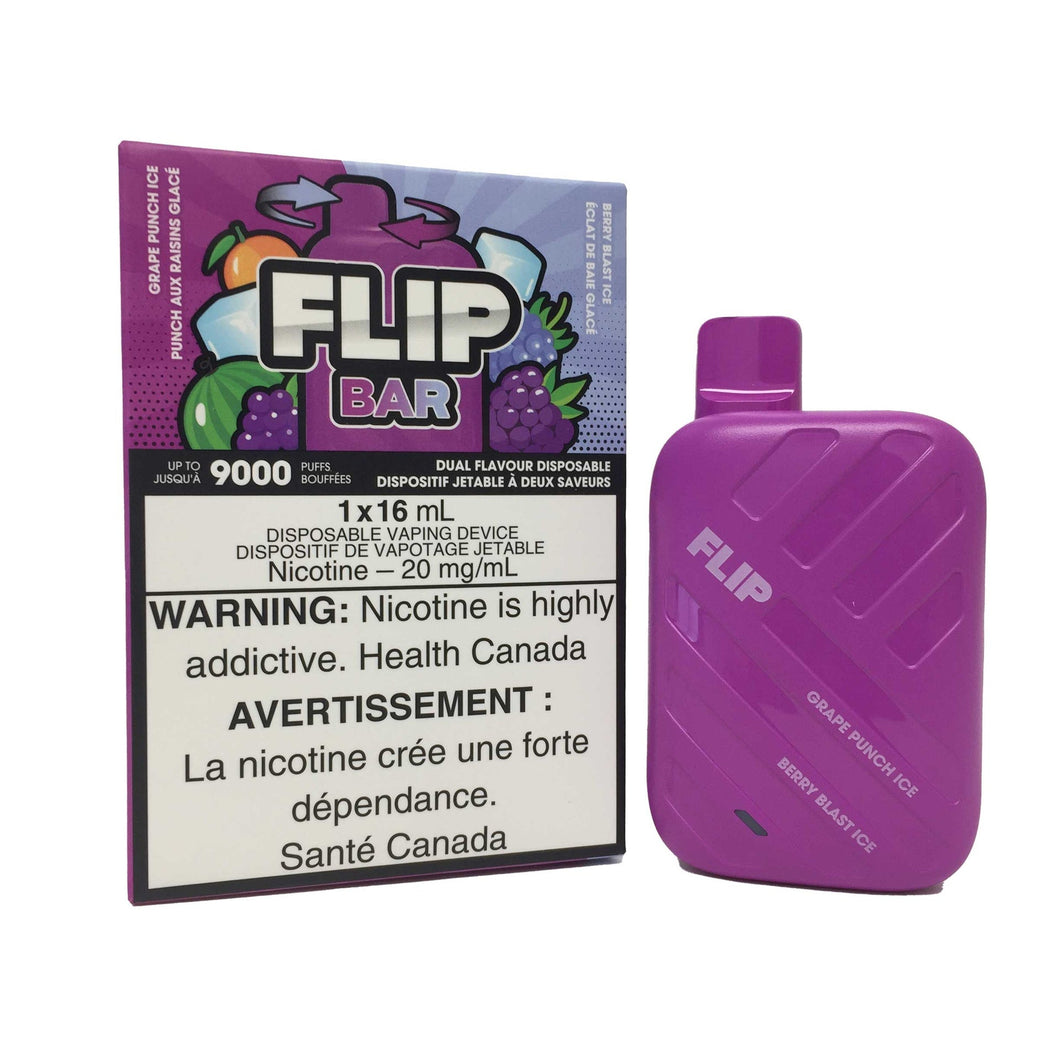 Flip bar 9000 puffs grape punch ice & berry blast ice 20mg disposable