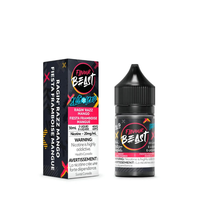 Flavour beast e-liquid Ragin’ Razz Mango Iced  20mg/ml 30ml