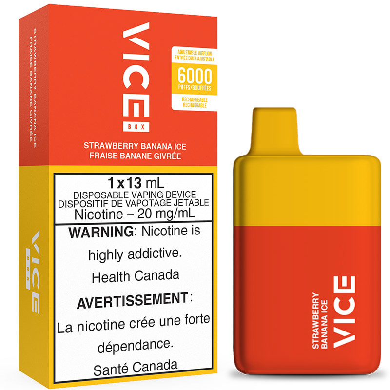 Vice box 6000 strawberry banana ice 20mg disposable vape