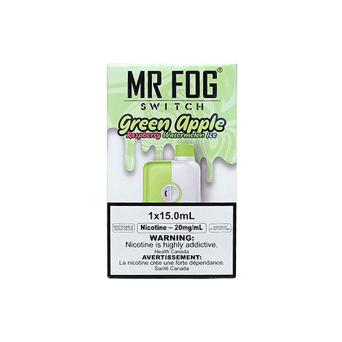 Mr fog switch 5500 20 mg Green Apple Raspberry Watermelon Ice disposable vape rechargeable